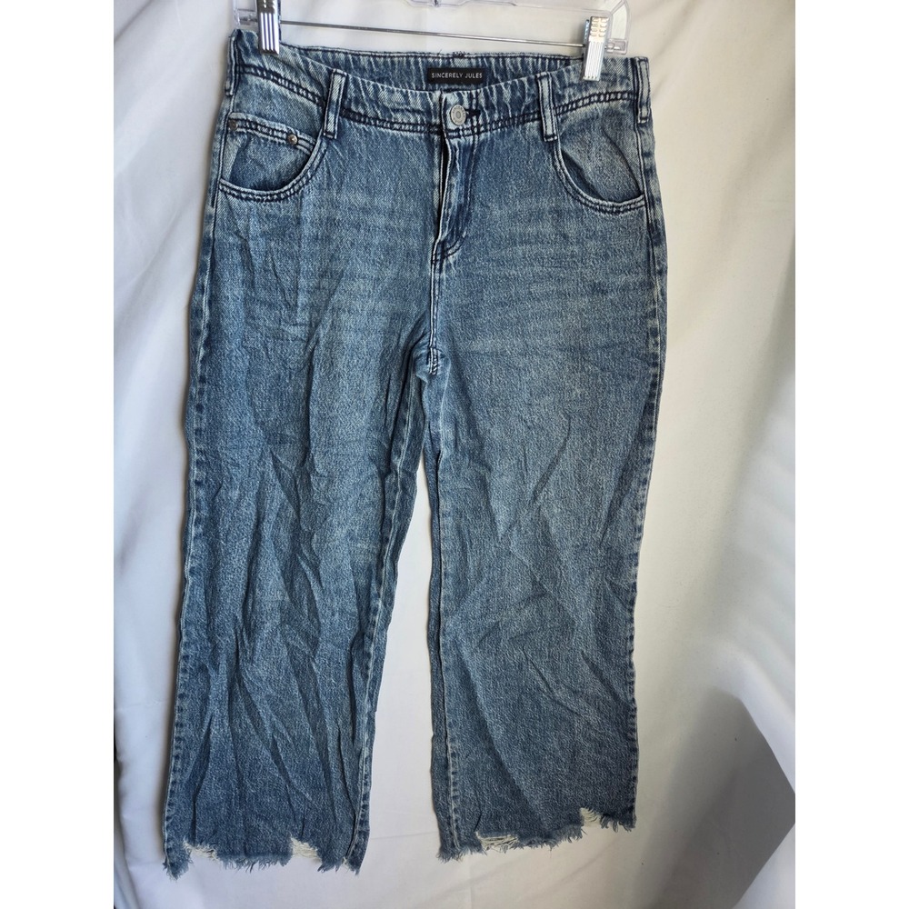 Sincerely Jules Jeans Womens Blue Acid Wash Relaxed High Rise Wide Leg